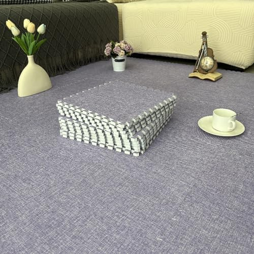 XAoSCd Quadratische Ineinander Greifende Schaumstoff-Teppichfliesen, 80-Teilige Puzzle-Spielmattenfliesen Aus Leinen, Boden-Spielmatte, Wohnzimmer, 1 X 1 Fuß (Lila 0,23 Zoll)
