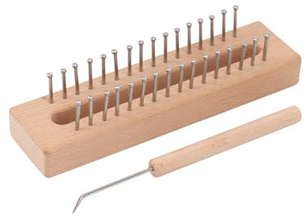 ANKROYU Quadratisches Strickbrett aus Holz, Strickwebstuhl aus Buchenholz, multifunktionales Holzstrickbrett, Bastelwebwerkzeug für Schals, Hüte, Spielzeug