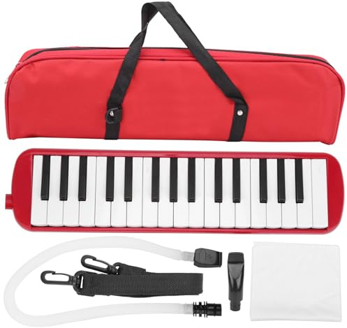IRIN Melodica Blasmusikinstrument mit 32 Tasten, Geeignet für Anfänger-Übungstasche (Rot)