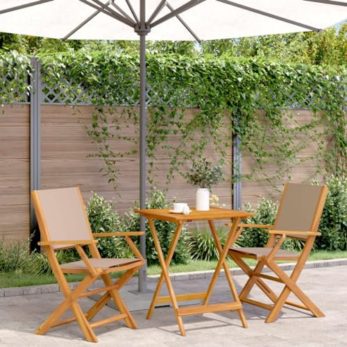 Xichuzi 3-TLG. Bistro-Set Taupe Stoff und Massivholz, Gartenset Tisch Und Stühle, Balkon Möbel Für Kleinen Balkon, Terrassenmöbel, Balkonset, Balkonmöbel, Möbelsets - 3281810