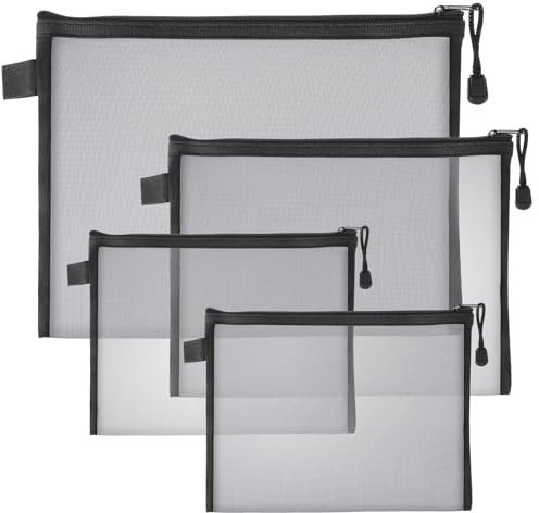 CIATBYYJ 4 Stück Mesh Reißverschluss Beutel,3 Größen Mesh Beutel,Mini Makeup Organizer,Tragbar Reise Tasche,Reißverschlusstaschen Stifttasche,für Kosmetika und Reiseutensilien