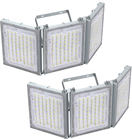 STASUN Mini-Série 2 pièces Projecteur LED 480W, 48000LM 6000K Blanc Jour, IP66 Étanche, 3 Têtes Réglables, Éclairage de Sécurité Extérieur pour Jardin, Allée, Garage, Terrasse