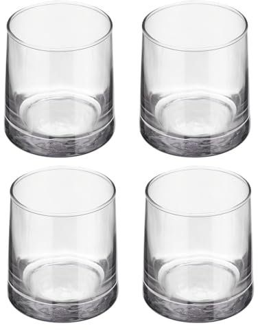QUARKZMAN 4pz Bicchieri da Whiskey 8.5oz Bicchieri Rocks Trasparenti per Whiskey Rum Bicchieri Old Fashioned per Cocktail Birra a Casa Bar Compleanni Anniversari di Matrimonio, Grigio