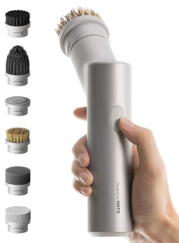 HOTO Scrubber elettrico a rotazione IPX7, spazzola per la pulizia del bagno senza fili, con 9 testine per cucina, lavello, bagno, doccia, piastrelle