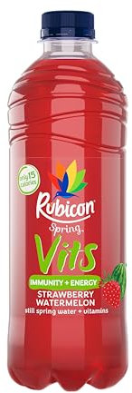 Rubicon Spring Vits Strawberry Watermelon Still Vitamin Water - 15 Calories per bottle for healthy hydration - Drinks Multipack 12 x 500ml Bottles