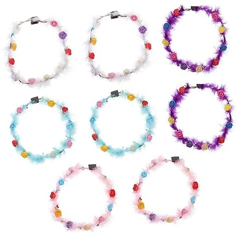 Healvian 8stücke Led Stirnbänder Hawaii Leuchtendes Haarband Frauen Party Haar Zubehör