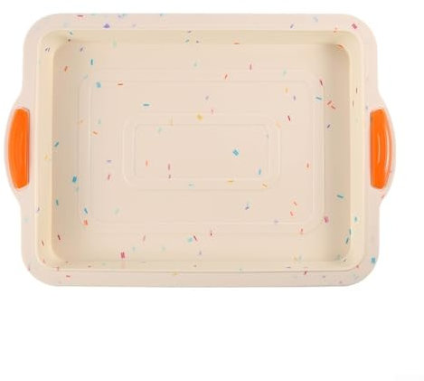 Teglia quadrata in silicone per torta, 28 x 20 cm, 7,6 cm, deliziosa per brownies e dessert, con pratica antiaderente (beige)