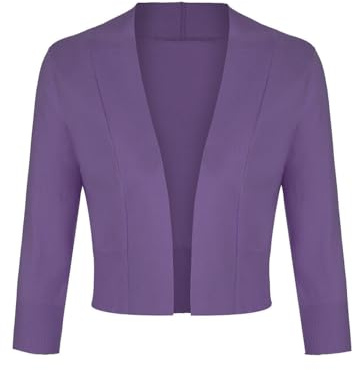 LADI TREND Women's Pink 3/4 Sleeve Cropped Open Front Cardigan