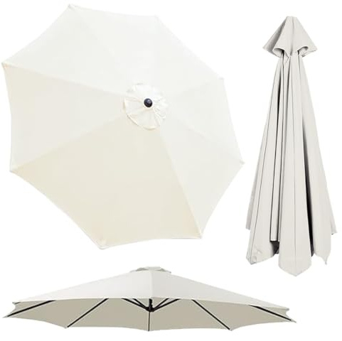 Generico 2 m / 2.7 m / 3 m, 6/8 Costole Telo Ricambio Ombrelloni Lavabile, Ombrellone da Giardino, Copertura di Ricambio per Ombrellone per Esterni, Spiaggia, Piscina(Beige,3 m/10 FT-6 Ribs)