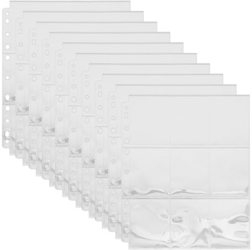 PartyKindom 10 Sheets Refillable Photo Sleeves for Binder Pages Protectors for Photos Cards and Postcards and Trading Card Collections