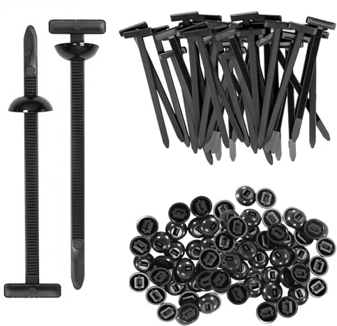 KLINNA 100 bridas de nailon universales, cierre: hebilla autobloqueante para coche, motocicleta y hogar, bridas de plástico resistentes con sistema de botón de pin, montaje rápido