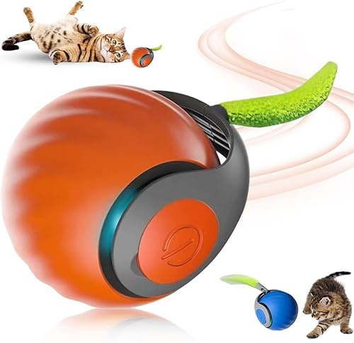 HOIDOKLY Interaktives Katzenspielzeug für Indoor-Katzen, 2025 Tail Speedy Tail 2.0, Katzenspielzeug, 4 Schwänze Speedy Tail 2.0, automatischer Ball, Katzenspielzeug (Orange)