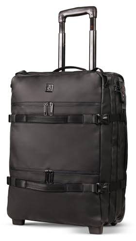 Aerolite Waterproof 55x40x20cm Ryanair Priority Max 44L Travel Trolley Carry On Hand Luggage Flight Cabin Bag 55x40x20 New Ryanair Approved with 2 Wheels, 17in Laptop Pouch & TSA Lock (Black)