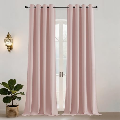 Simplebrand Thermovorhang Kälteschutz Wärmeisolierend Ösenschal 2er Set H 300 x B 140 cm Verdunklungsvorhänge Rosa Extra Lange Gardinen und Vorhänge Wohnzimmer Modern für Hotels Büros Wohnzimmer