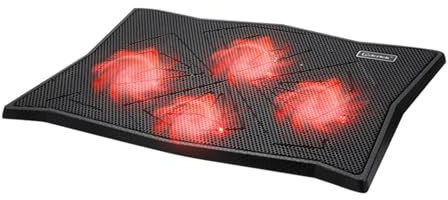 Almohadilla de refrigeración para laptop, luces LED, ventilador para 2 puertos USB, ventilador LED, altura ajustable, almohadilla de refrigeración de alta velocidad