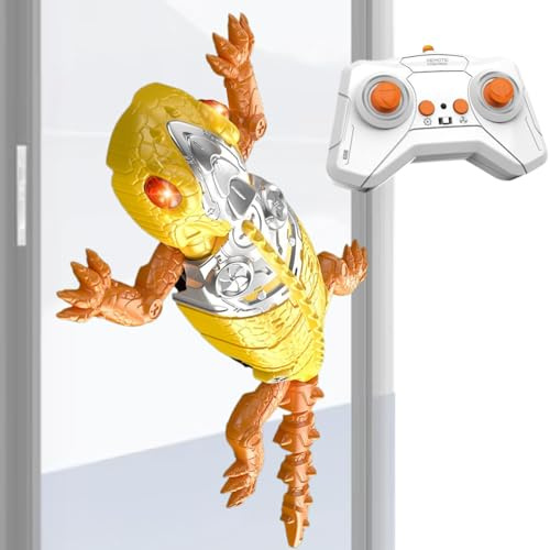 Gecko Télécommandé Grimpeur sur les | Robot Gecko Jouet De Farce Drôle | Jouet Lézard Radiocommandé à Rotation 360 avec Yeux LED | Pour Garçons et Filles Fête à la Maison Mur Sol Anniversaire et