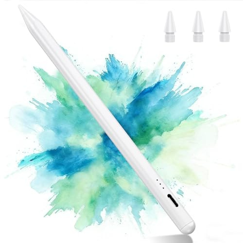 Variglas Pen for iPad 2018-2026 - 2X Charge Rapid, Tilt Sensitivity | Palm Rejection, Stylus Pencil Compatible with iPad A16/6-11 Gen, Pro 11/12.9/13 Inch, Air M2/M3/5/4/3, Mini 5/6/7(Pure white)
