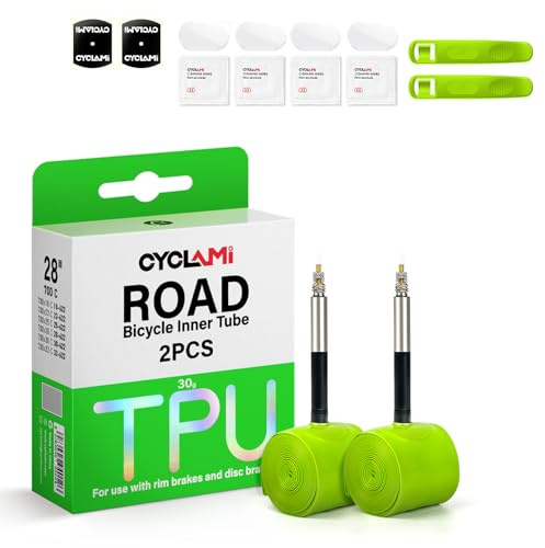 CYCLAMI 2 pezzi Camera d'aria in TPU per bici da corsa, 30g Camera d'aria in TPU per bicicletta 700C x 23C/25C/28C/30C/32C,Valvola Presta: 45/65/85MM, 2 leve per pneumatici (FV:45MM)