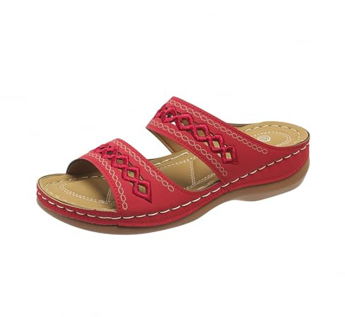 YIzdegg damsandaler smärtlindringssandaler – ergonomiska sandaletter andas tofflor bekväma sandaler ergonomiska sandaler sommarskor för fritid och hem, röd, 38