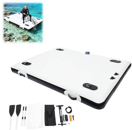 HUOMMGS Gummibåt 200 x 150 cm uppblåsbar fiskeplattform med 2 åror, luftpump, förvaringsväska bärbar fiskebåt PVC fiskare båt upp till 400 kg uppblåsbar flytande plattform