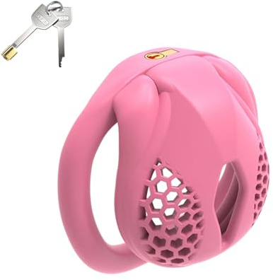 Högkvalitativ skyddsbur i harts för män, multiporös, andningsbar bur, inbäddad låskärna - SEZ006 (Rosa：B, Extra liten)