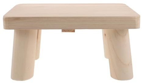 iplusmile Marchepied en Bois Beige Vintage pour Adultes et Seniors, Surface sans Échardes, Gain de Place, pour Salle de Bain et Entrée, Design Rectangulaire Rustique