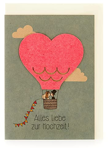 Die Stadtgärtner – Hochzeitskarte mit Saatpapier I Schöne Karte zur Hochzeit mit Heißluftballon-Motiv I Saatpapier mit hochwertigen Wildblumen-Samen I Karte mit Umschlag I 10,5 x 14,8 cm (DIN A6)