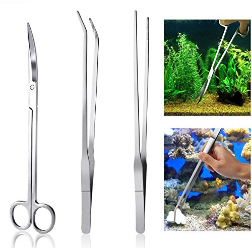 sgerste Aquarium-Set Werkzeug Zubehör Edelstahl Aquarium Tank Wasserpflanze Pinzette Schere Tools Set Fisch Starter Kits