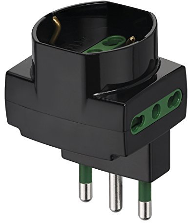 Vimar RI.00314 Adattatore Multiplo Sicury 250 V~ Sfalsato Verticale, Nero