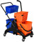 HOMCOM Chariot de ménage Chariot de Lavage Professionnel essoreuse latérale Seau 26 L + Panier de rangements 78 x 45 x 95 cm Orange