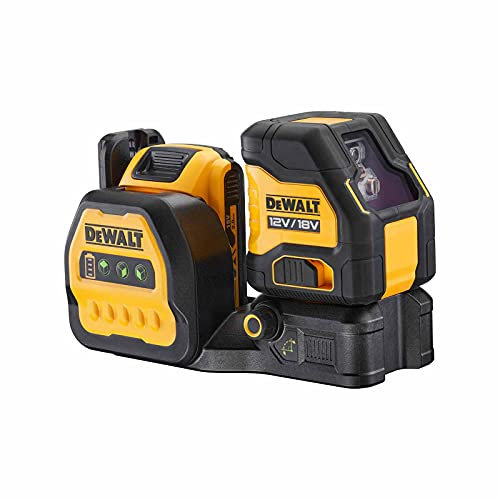DeWalt - Nivel Láser autonivelante VERDE de líneas en cruz (horizontal y vertical) XR 18V/12V con batería 18V Li-Ion 2Ah