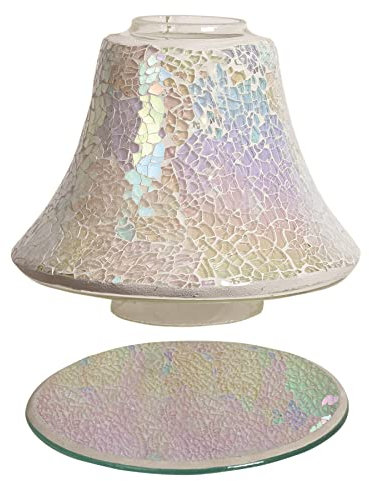 Aroma Accessories Jar Candle Shade & Tray Set - Pearl Crackle