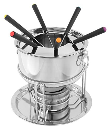 OSKOE Fondue Pot Set with 6Pc Cutlery Stainless Steel Chocolate Hot Pot Kit Ice Cream Hot Pot Boiler Melting Pot Cooker and Warmer for Cheese, Chocolate,Ice Cream