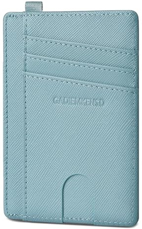 GADIEMKENSD korthållare RFID-blockerande äkta läder smala kortplånböcker, Saffiano blå, Minimalistisk