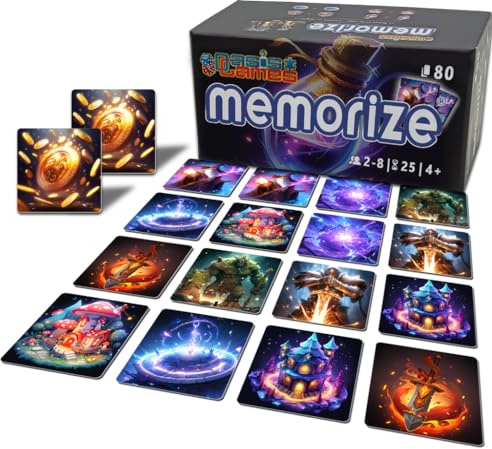 Oasis Games - Memorize® - Jeu de mémoire - 80 Cartes pour Adultes et Enfants de Plus de 4 Ans - Thème: RPG/TCG - Concentration, Focus