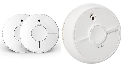 FireAngel Optical Smoke Alarm with 10 Year Sealed For Life Battery, FA6620-R-T2 (ST-622 / ST-620 replacement, new gen) - Twin Pack, White & FireAngel SB1-TP-R Smoke Alarm, 2 Pack, White