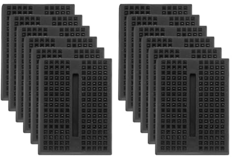 PATIKIL 12pcs Mini Breadboard, Solderless Breadboard Small Breadboard 170 Tie Points Prototype PCB Bread Board Electronics Self Adhesive Plates, SYB-170, Black