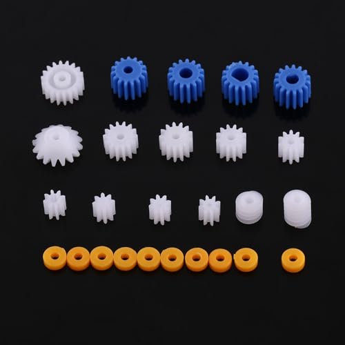 Set di Ingranaggi per Mandrino Fai Te con Manicotto e Ingranaggio a Vite Senza Fine in Plastica 26 Pezzi per Modellismo, Automobili, Robot