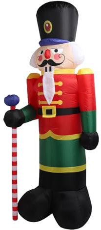 Riuulity Soldado Navideño Inflable de 2,4 M con Luces LED, Linda Decoración de Patio Inflable, Decoración única de Soldado Cascanueces para Navidad, Exterior, Fiesta en Casa, (Enchufe