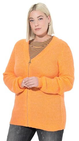 Ulla Popken Mujer Cárdigan Naranja neón 50+