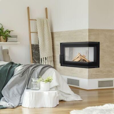 Kamineinsatz aus Stahl Simple rechts 6 kW Ø 150 mit Türfeder