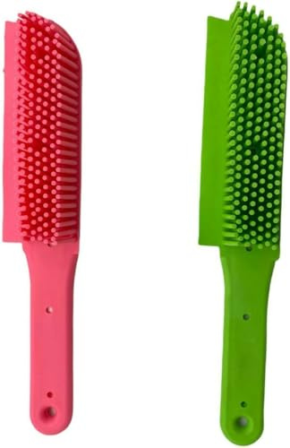 PRICE BEATER Rubber Pet Hair Hand Brush, Ergonomic Handle, Pet Grooming Brush, Lint Remover, Portable And Lightweight, Easy To Clean, Multi-Functional Use, Random Colour