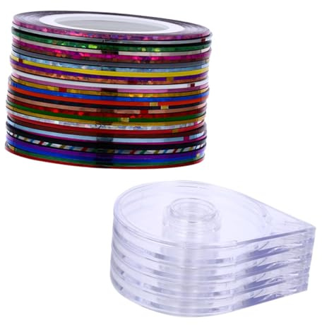 MUCKLILY 120 piezas Cinta Adhesiva para Uñas con Dispensador Tiras Doradas y Plateadas para de Uñas Accesorio Profesional para Decoración y Manicura Creativa