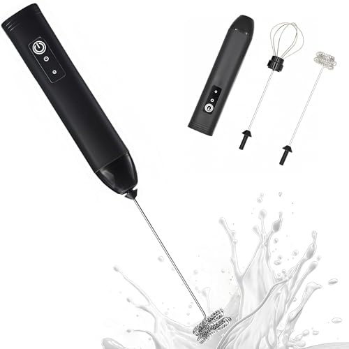 Digead Rechargeable Milk Frother Handheld, 3 Speeds Electric Whisk with 2 Detachable Whisks, USB Coffee Frother Foam Maker for Coffee Latte Cappuccino Matcha, Black