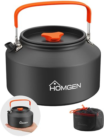 HOMGEN 2L Large Portable Camping Kettle for Outdoor Hiking with Carry Bag | Lightweight & Fast Heating, Coffee Pot with Folding & Anti-Scald Handle, Suitable for Gas Stove, Electric Stove & Campfire