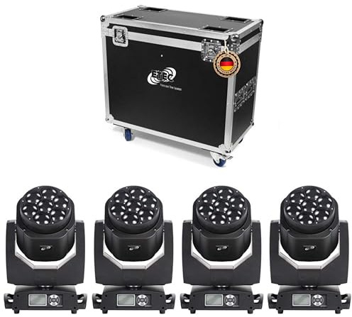 ETEC Professional LED Mini Eye 7 Moving Head Set mit Flightcase Beam Rotation Zoom DMX Bühnenbeleuchtung Veranstaltung Lichteffekt Discothek Club DJ Party