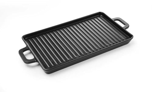 HENDI Mini-Servierbrett, Grillpfannen-optik, Little Chef, zum Präsentieren und Servieren von Speisen, nicht für Backofen und Mikrowelle geeignet, Serviertablett, 320x162x(H)20mm, melamin, schwarz