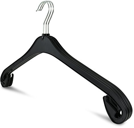 famy.Shop Kleiderbügel 20 Stück aus Kunststoff Garderobenbügel für Hemden/Blusen, dünn platzsparend, drehbare Haken, schwarz, NA 43cm (20)