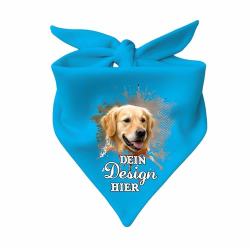 Hunde Dreiecks Halstuch mit Wunschmotiv (Atollblau) (Gr. 1 (55 cm))