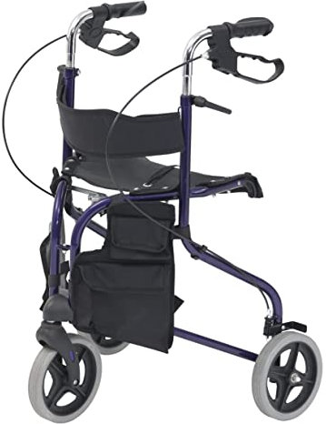 Drive Devilbiss Tri-Walker Walking Aid with Seat and backrest, Blue, Maximum height - 99 Centimetres